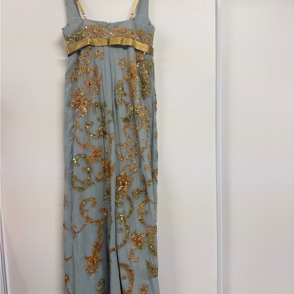 Vintage Mandalay Blue and Gold Sequins Gown- size 4 - Picture 3 of 10
